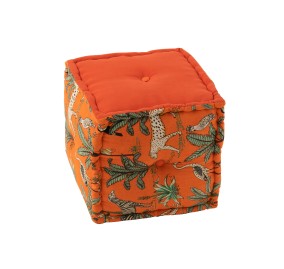 AFRICAN SERENGETI CUBE POUF ORANGE