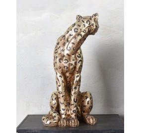 GOLDEN NUGGET LEOPARD STATUE   