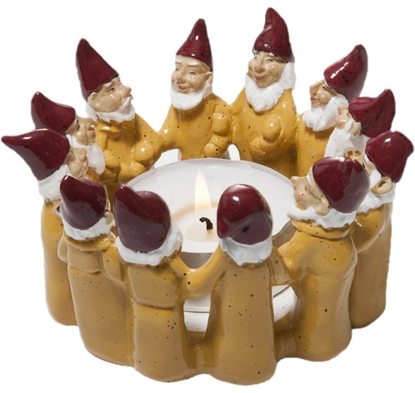 ROCKING DWARFS CANDLE HOLDER YELLOW