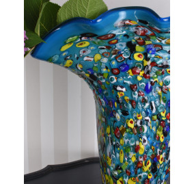 MILLEFIORI AQUAMARINE FLOWER VASE