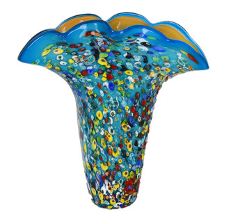 MILLEFIORI AQUAMARINE FLOWER VASE