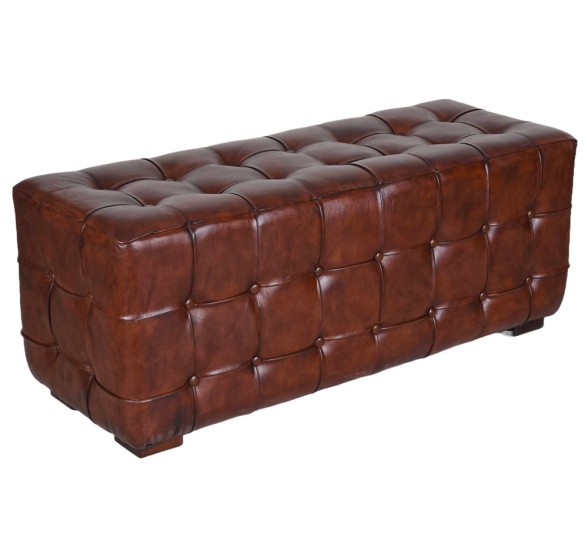 VINTAGE LEATHER CHESTERFIELD BANK