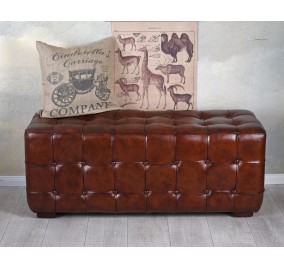 VINTAGE LEATHER CHESTERFIELD BANK