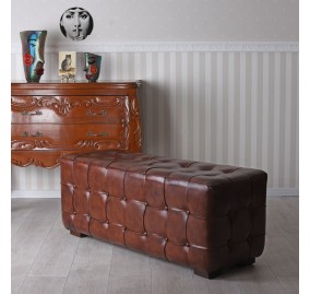 VINTAGE LEATHER CHESTERFIELD BANK