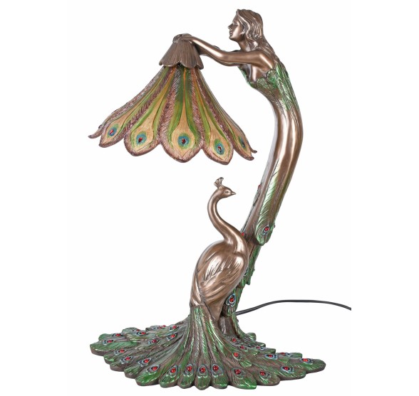 ART NOUVEAU PEACOCK SCULPTURAL TABLE LAMP