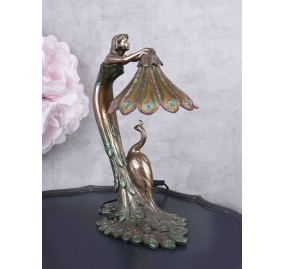 ART NOUVEAU PEACOCK SCULPTURAL TABLE LAMP