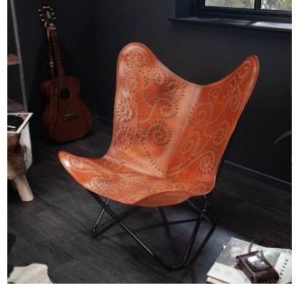 VINTAGE LEATHER COWBOY BUTTERFLY CHAIR