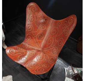 VINTAGE LEATHER COWBOY BUTTERFLY CHAIR