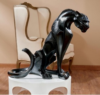 OBSIDIAN BLACK PANTHER STATUE   